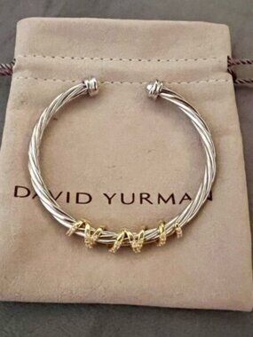 David Yurman Silver and Gold Twisted Bracelet 4mm